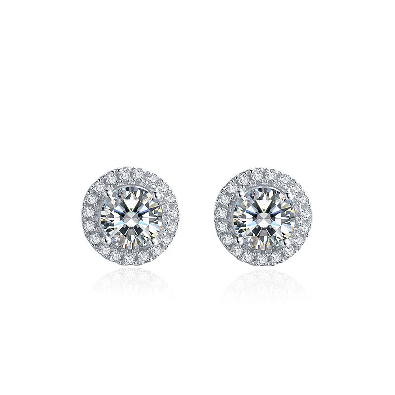 Klassische 925 Sterling Silber Engagement Ohrringe Brilliant Cut Diamant D Farbe 0,5 Karat Runde Schneeflocke Moissanite Stud Ohrringe: 123.94