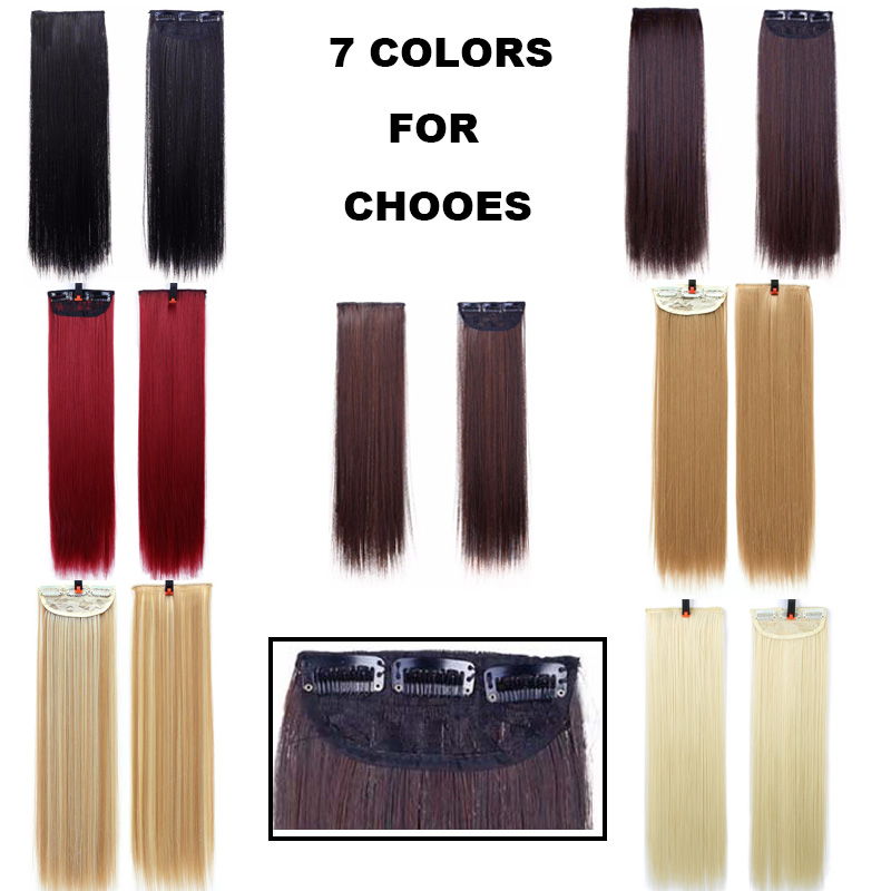 XUANGUANG Extensions Woman Hair Clips In Hair Extension Straight Hair With Clips Blonde Hair Natural 7 Colors 18 inches