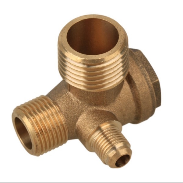 1Pcs 3 Port Brass Male Threaded Check Valve Connector Tool for Air Compressor