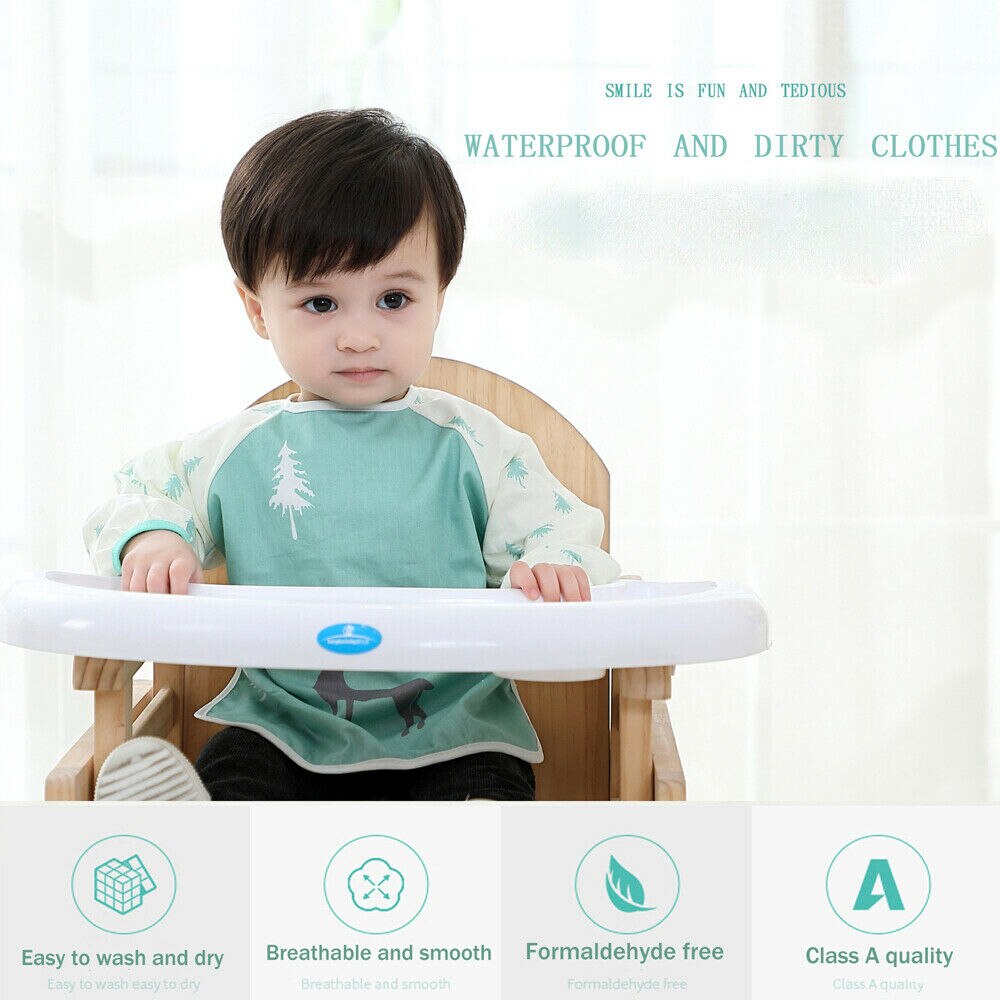Baby freundlicher Langarm Fütterung Lätzchen Spuck Lätzchen Tücher Wasserdichte Gesamt Kunst Handwerk Farbe Spielen Schürze