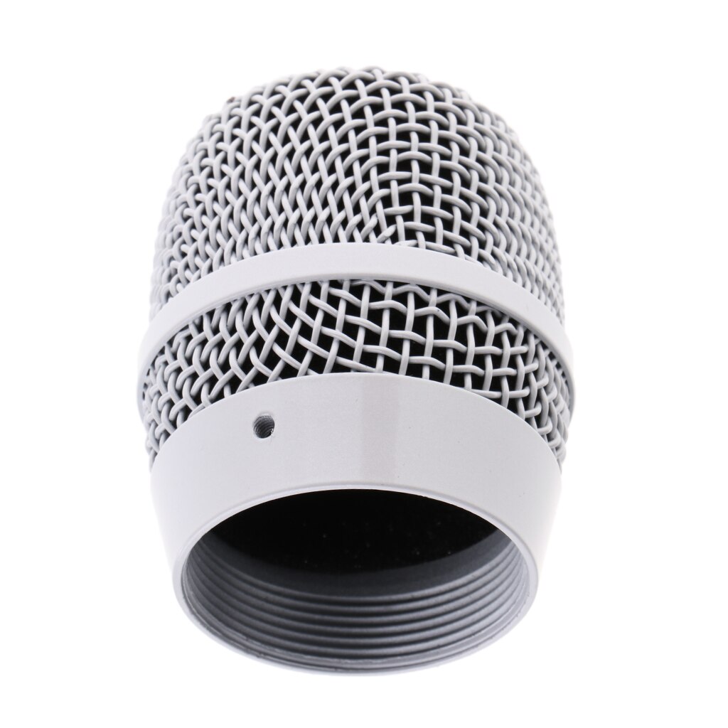 Durable Steel Handheld Microphone Mic Mesh Grill Head Silver with Inner Foam Filter
