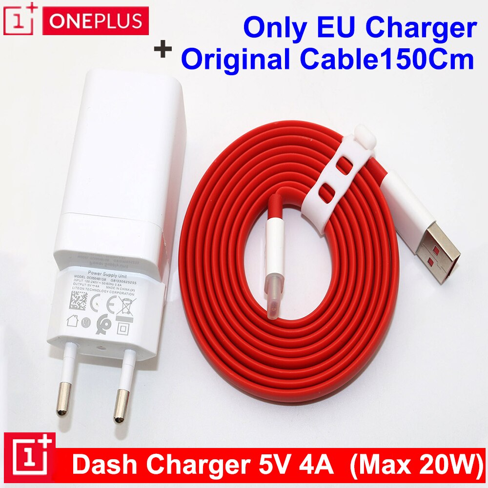 Oneplus-cargador de tablero Oneplus 6T 6 5T 5 3T 3, adaptador de carga rápida USB 3,1, Cable de carga de datos tipo C, 20W, Original: EU Add Cable 1.5M