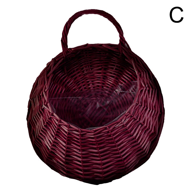 Håndlavet flettet rattan blomsterkurv rattan vase kurv hængende vas væg dekoration opbevaringsbeholder plante kurv til haven