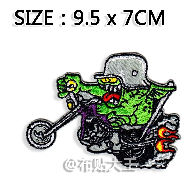 Patch Termoadesivo Rat Fink Verde E Rosso 8 Cm – Stemma Iron-on Per Giubbotti, Borse, Stile Hot Rod E Kustom