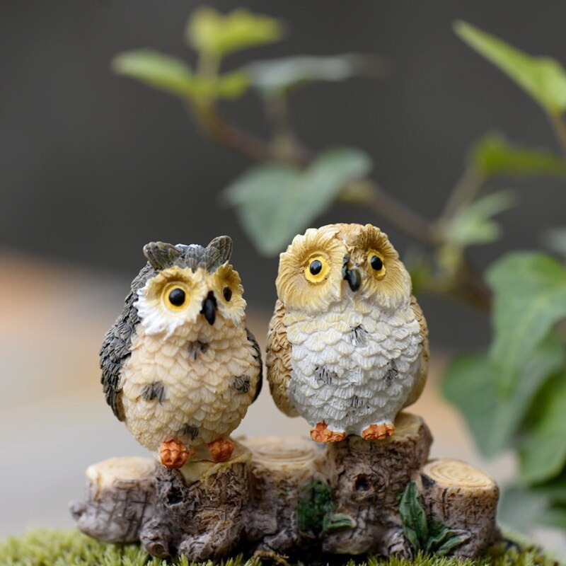 Schattige uil mini poppenhuis bonsai knutsel tuin ornament diy plantenbakken feeëntuin