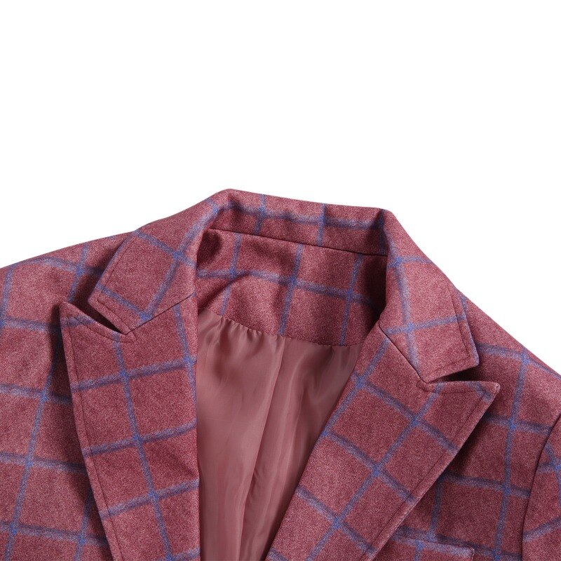 Men Clothing Men&#39;s Plaid Lapel Long-sleeved Suit Jacket European American Style Male Business Suits