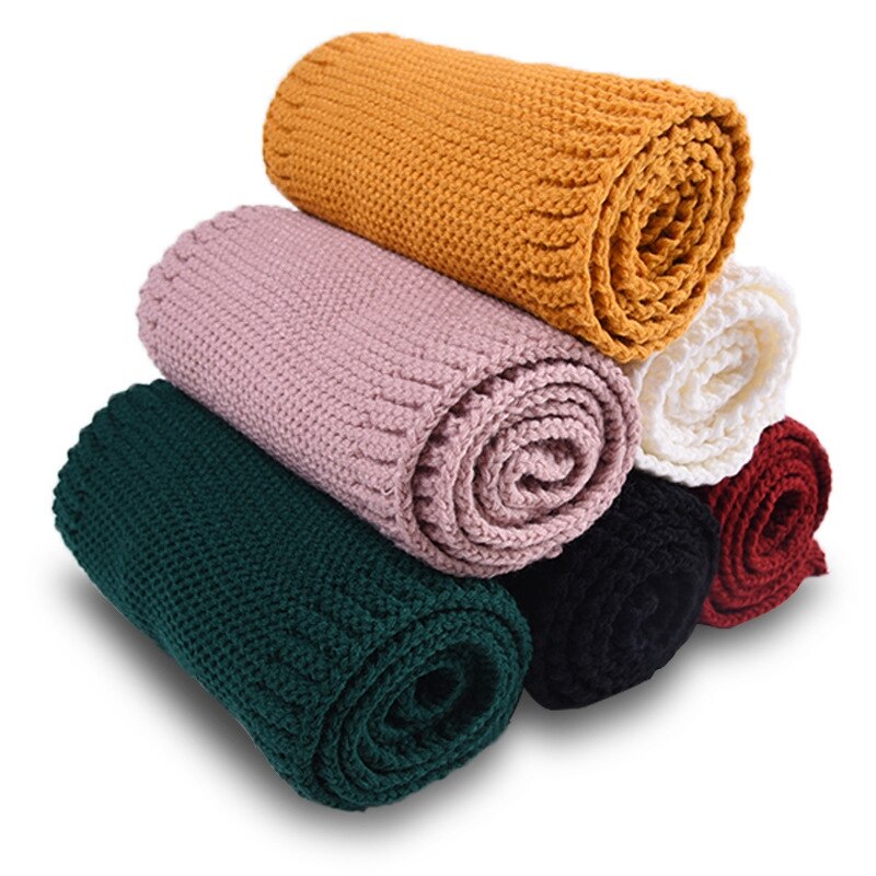 Bufanda de algodón de 120cm para bebé, pañuelo de punto para niño y niña, bufanda cálida para invierno, suave