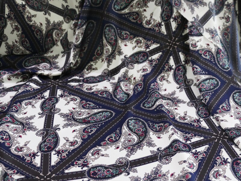 100cm*148cm Polyester Patchwork Dress Scarf Material Ethnic Paisley Fabric Crepe Satin Charmeuse