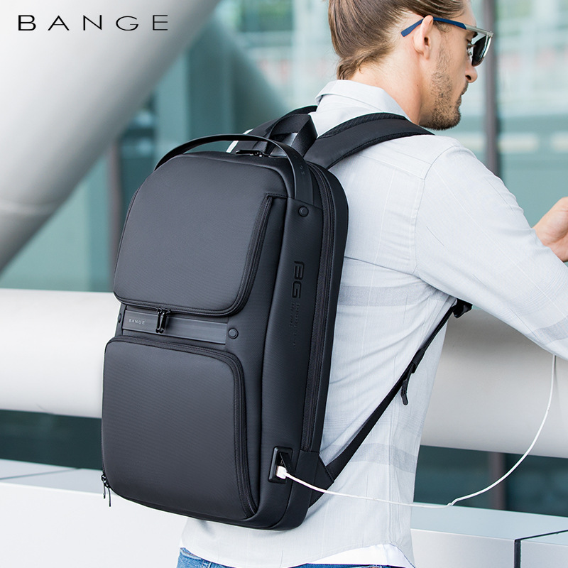 BANGE Geschäft Große Dünne 15'' Laptop Rucksack Männer Multi Funktion USB Ladung Reise Rucksack Schule Tasche für Teenager
