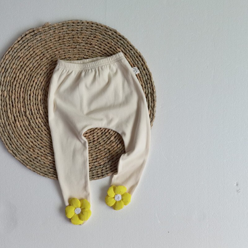 MILANCEL Baby hosen niedlich Baby mädchen strumpfhosen 3D blume Gamaschen für mädchen herbst neue pp hosen: Beige / 12m