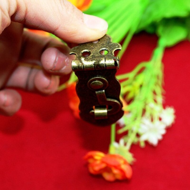 Cerradura de estilo antiguo, cerradura para caja de madera Vintage, cerradura con bisagra para caja de , tono bronce, 73*23mm