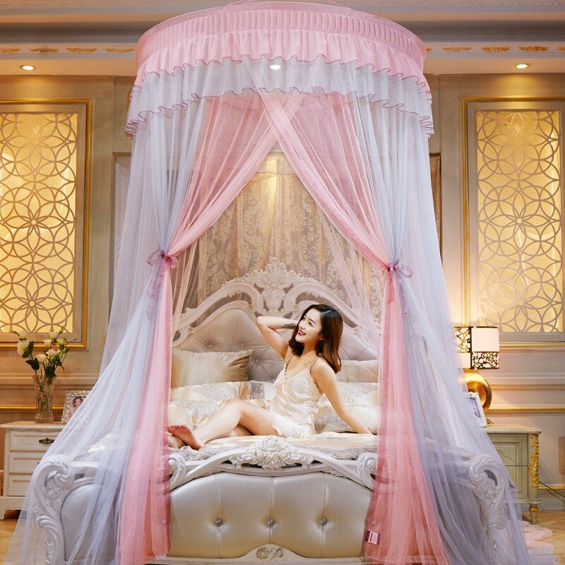 Bed Canopy Double Colors Hung Mosquito Net Princess Bed Tent Curtain Foldable Canopy On The Bed Fairy Lace