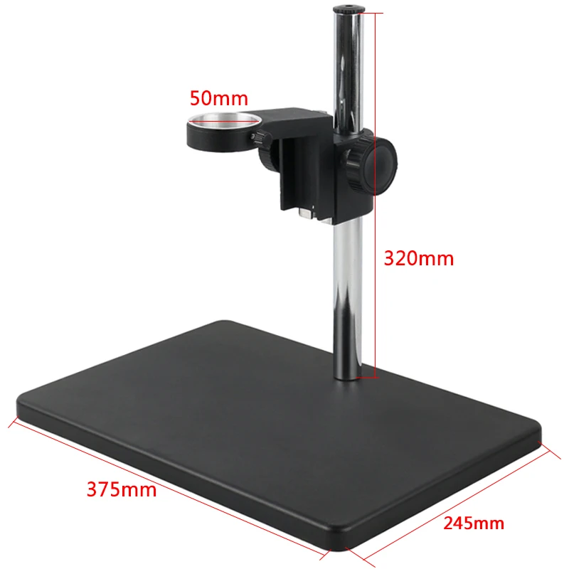 50mm Focusing Zoom Monocular Video Microscope Multi Axis Adjustable Boom Table Working Stand Holder Support For HDMI USB Camera: Gold