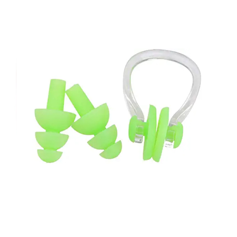Bouchons d'oreille de natation en silicone étanche, ensemble de clips antarctiques, bouchon d'oreille emballé dans une boîte pour le surf, la plongée et l'apprentissage de la natation,: green
