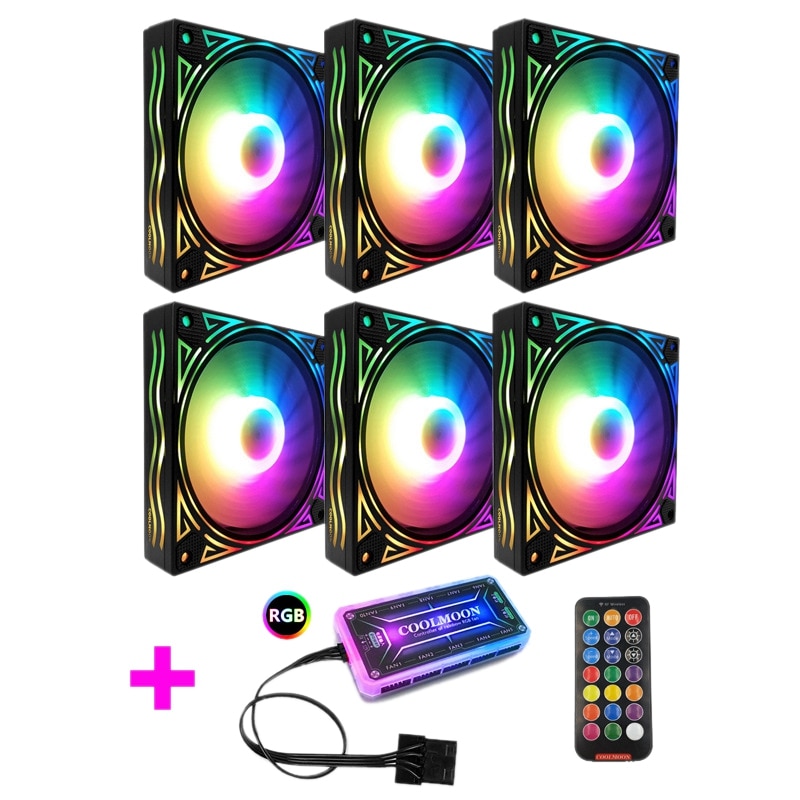 JZK 4 pièces 120x120x25mm 12V RGB LED ventilateur refroidissement