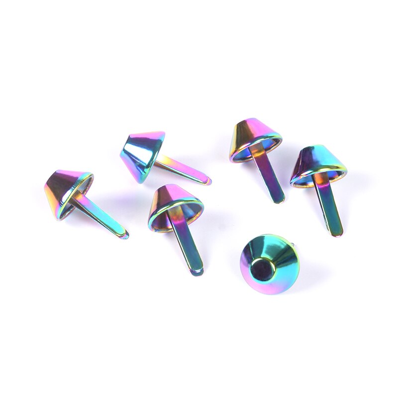 50x bolsa pés, metal arco-íris cor metal bolsa pés, diy 15mm artesanato metal pés, metal bolsa parafuso prisioneiro para bolsa: rainbow color / 10mm