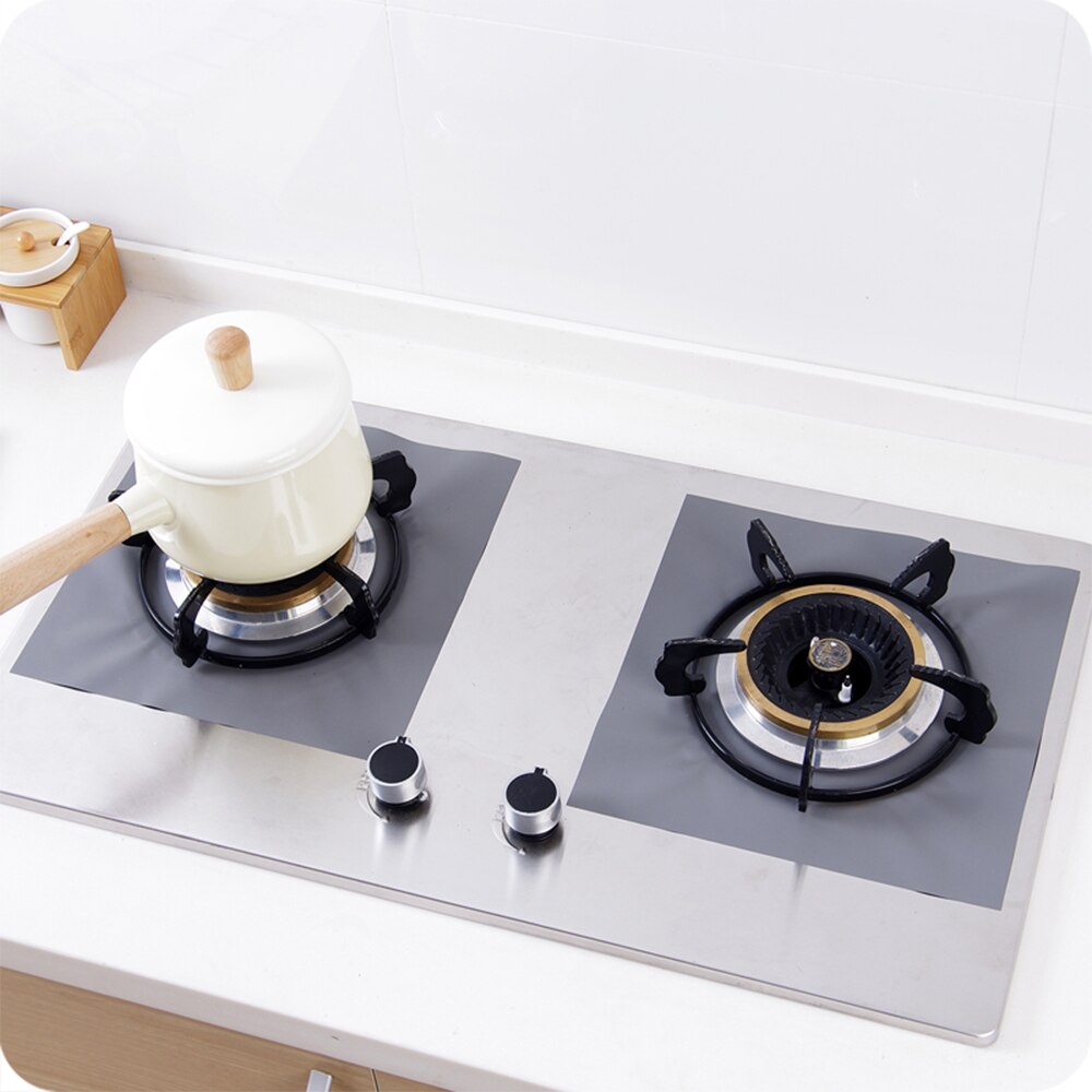 2PCS Teflon Coated Glass Fiber Cloth Reusable Foil Gas Hob Range Stovetop Burner Protector Liner Cover For Cleaning Kitchen Tool