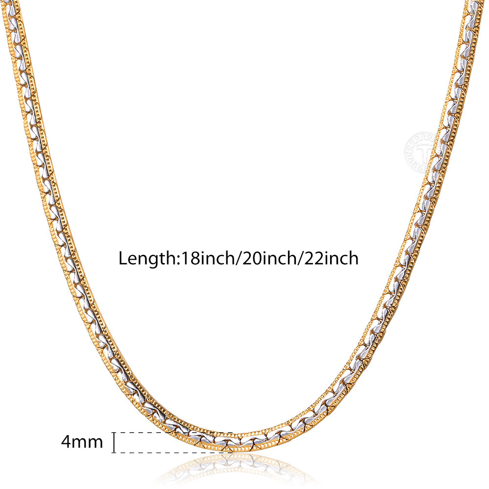 4mm goldgefüllte halsketten für damen und herren, mix aus silber und farbe, kleine rolo-cashew-schlangenketten, einzigartige schmuckstücke  gn496