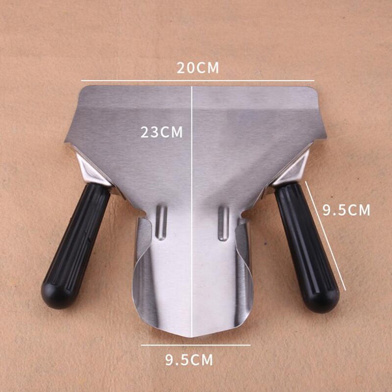 Chip Scoop Voedsel Schop Frieten Roestvrij Staal Keuken Gereedschap Schop Fries Burger Verpakking Tool Enkele/Dubbele Handgrepen Grip: Double handle