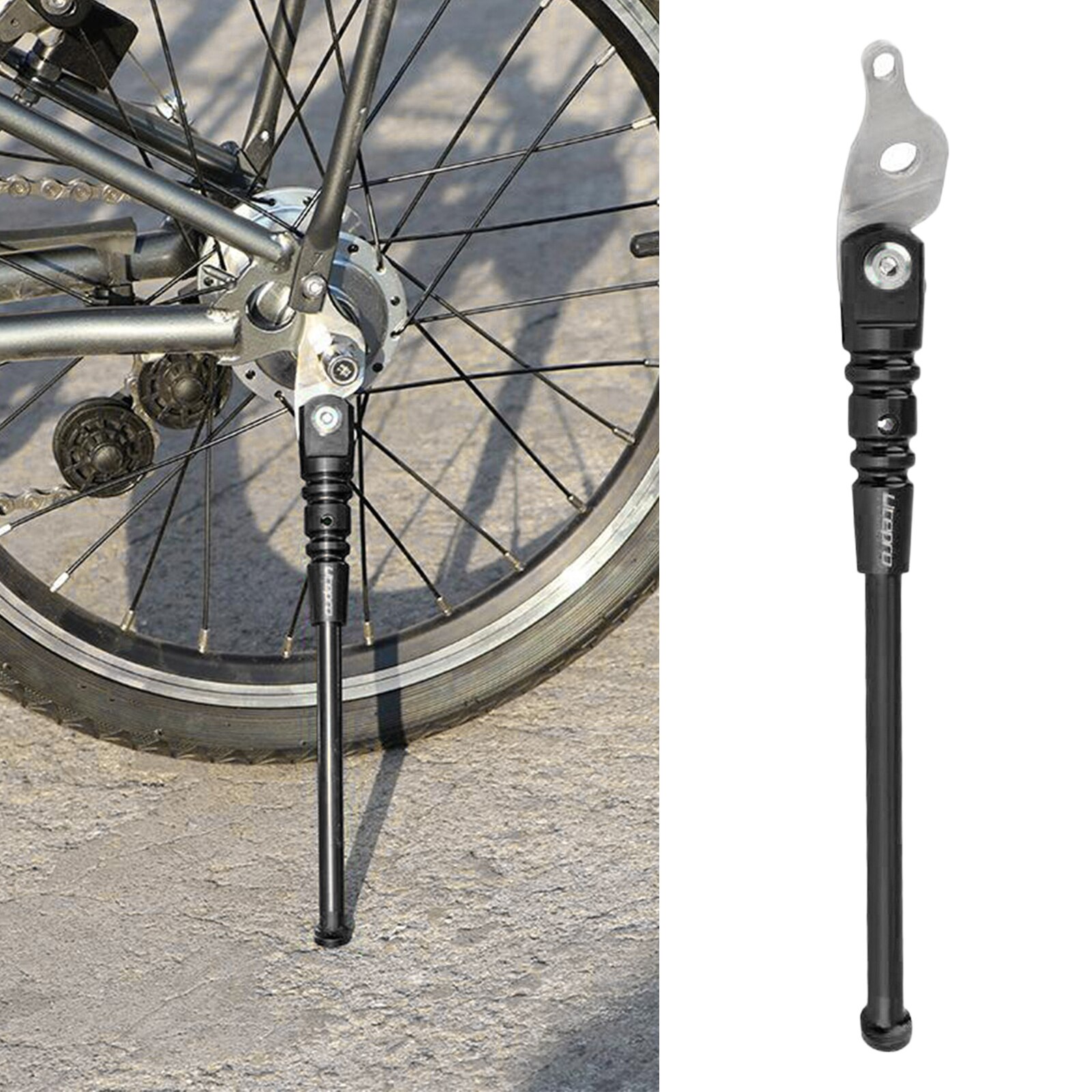Folding Bike Kickstand Anti-rust Alloy Stable Rear Side Support Stand Prop Easy Install Single Leg for Brompton Bicycle Parking