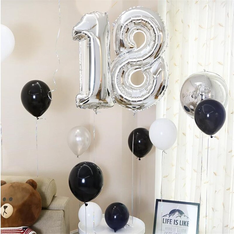 Globo número 18 de 32/40 pulgadas para niño y niña, globos de aluminio de Color dorado, plateado, azul y rosa, decoración para de aniversario de 18 cumpleaños