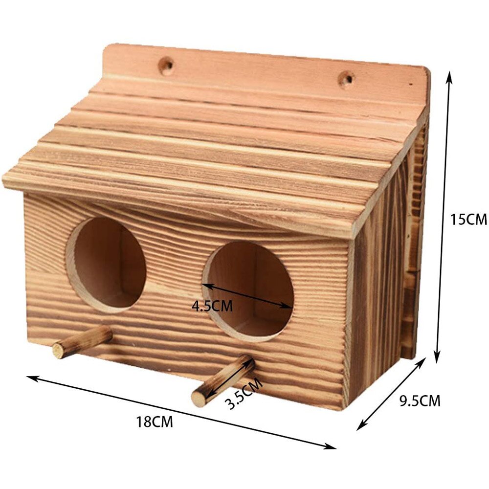 Wood Bird Breeding Box Bird House Nest Parrot Breeding Decorative Cages Pet Accessories Home Balcony Decoration