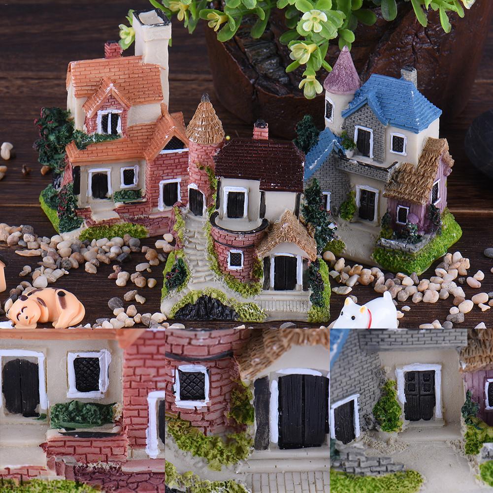 Miniature figurer slot hus mini pendul have hjemmedekoration tilbehør til fødselsdag