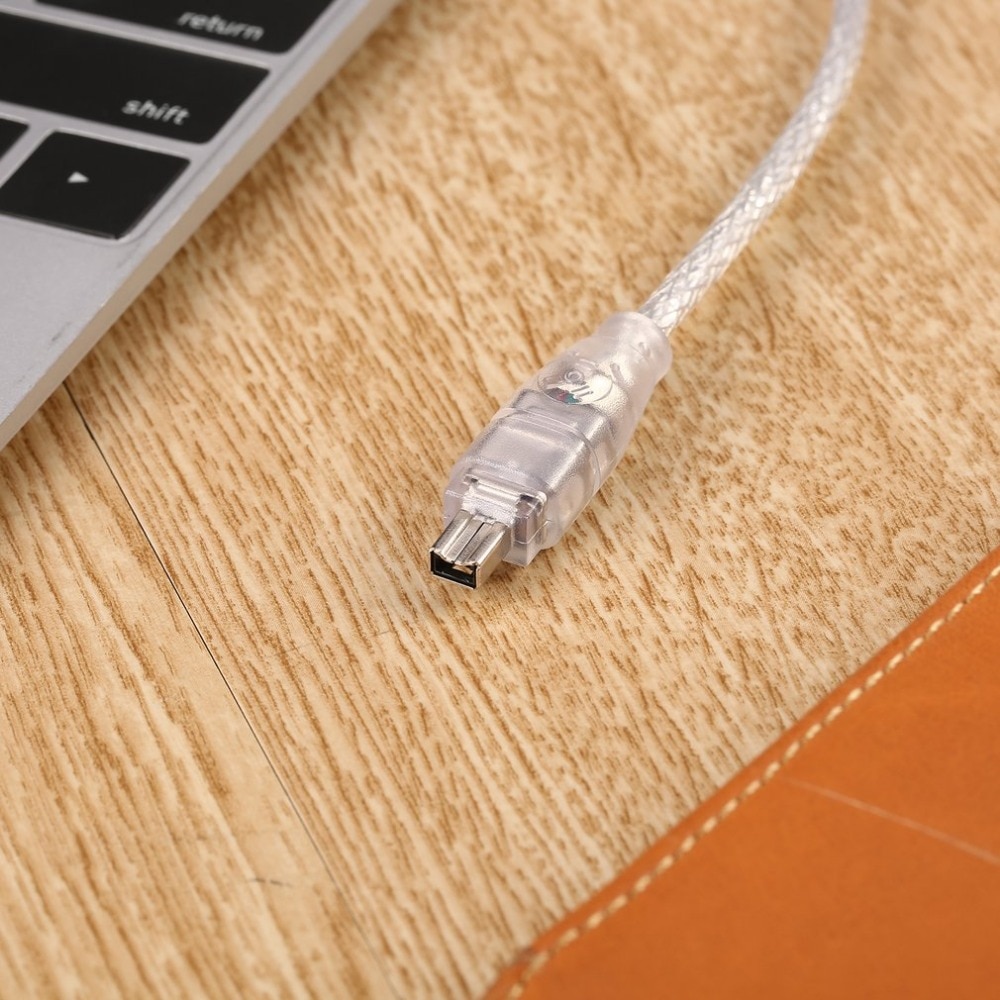 1.2m USB 2.0 Male Naar Firewire iEEE 1394 4 Pin Male iLink Adapter Kabel Man Op Man kabel Zilver & Transparant