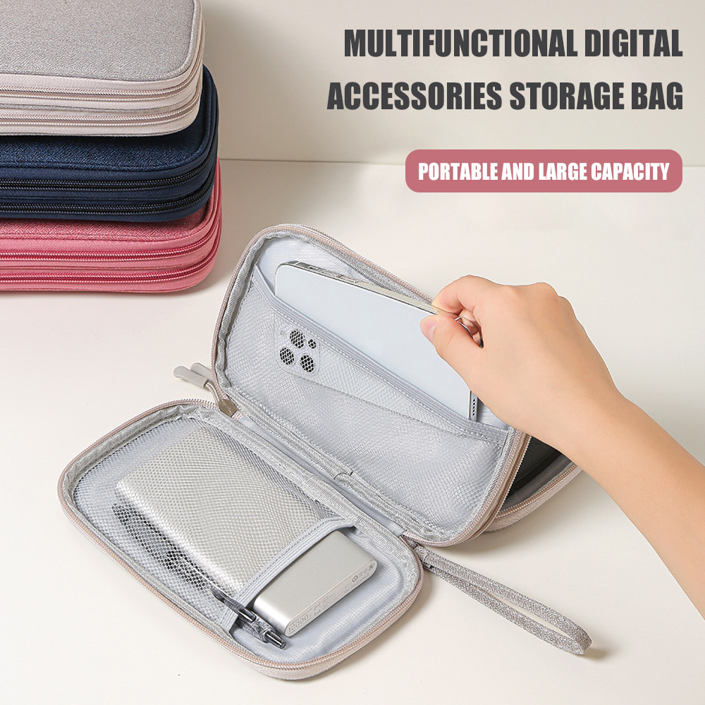 Sac de rangement de voyage pour cordon de câble, sac de rangement de câble de données de chargeur USB, étui de transport Portable étanche, sac de rangement multicouche