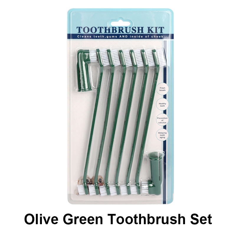 Juego de cepillos de dientes de doble cabeza para mascotas, cepillo de dientes de doble cabezal para limpieza de perros, cepillo de dientes para dedos, suministros prácticos para cepillos de dedo para perros y gatos: Default Title