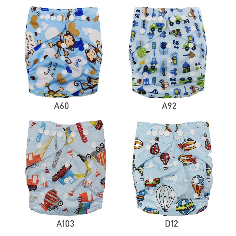 Cloth Diaper 4pcs/Set Reusable Nappies Diapers Inserts Potty Training Pants Newborn Cloth Diapers PUL Fabric Nappy Baby: B3 without insert