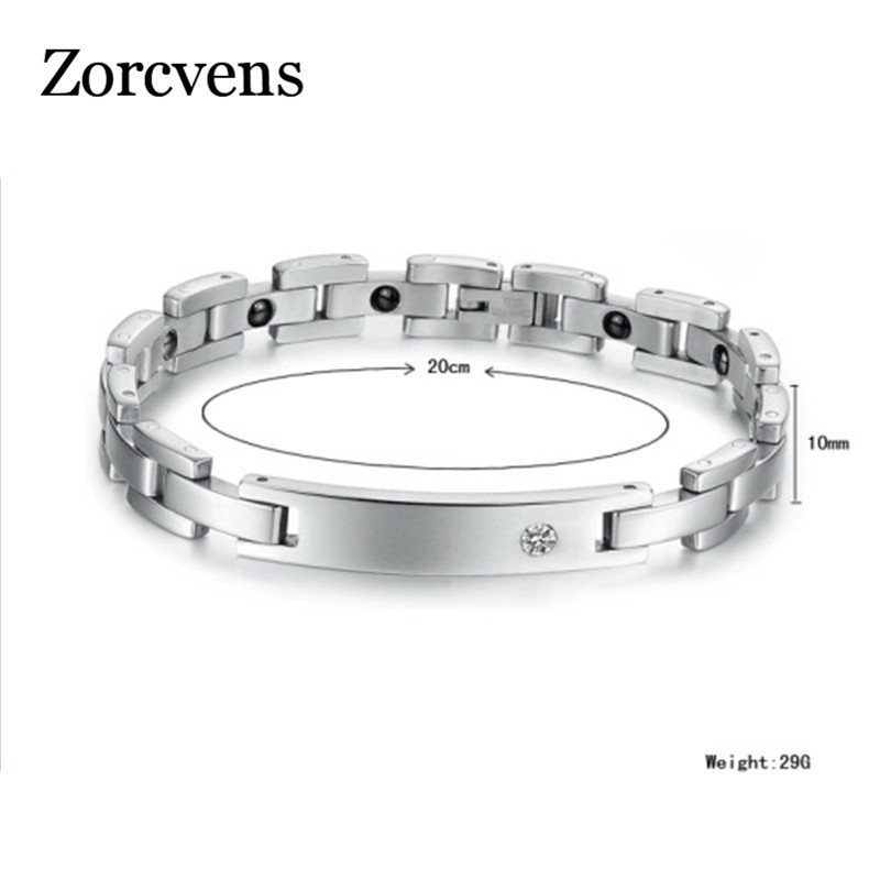 Zorcvens Liefhebbers Magnetische Gezondheid Armbanden Bangles 316L Rvs Zirconia Armband Voor Vrouwen Mannen