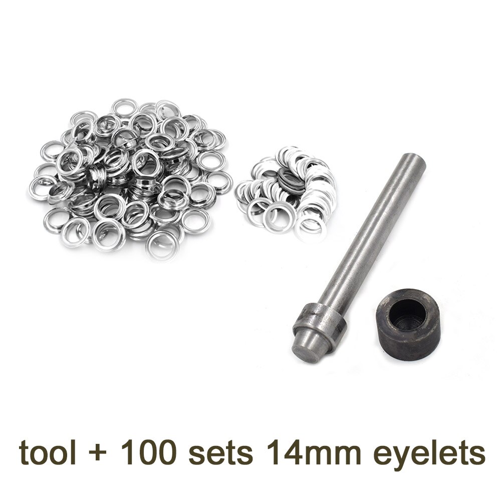 (100 pieces/lot) An inner diameter of 14mm eyelets. Gas buttons. Metal pores. Hollow rivets. Shoebox pores. Wearing rope hole.: tool and 100 eyelets