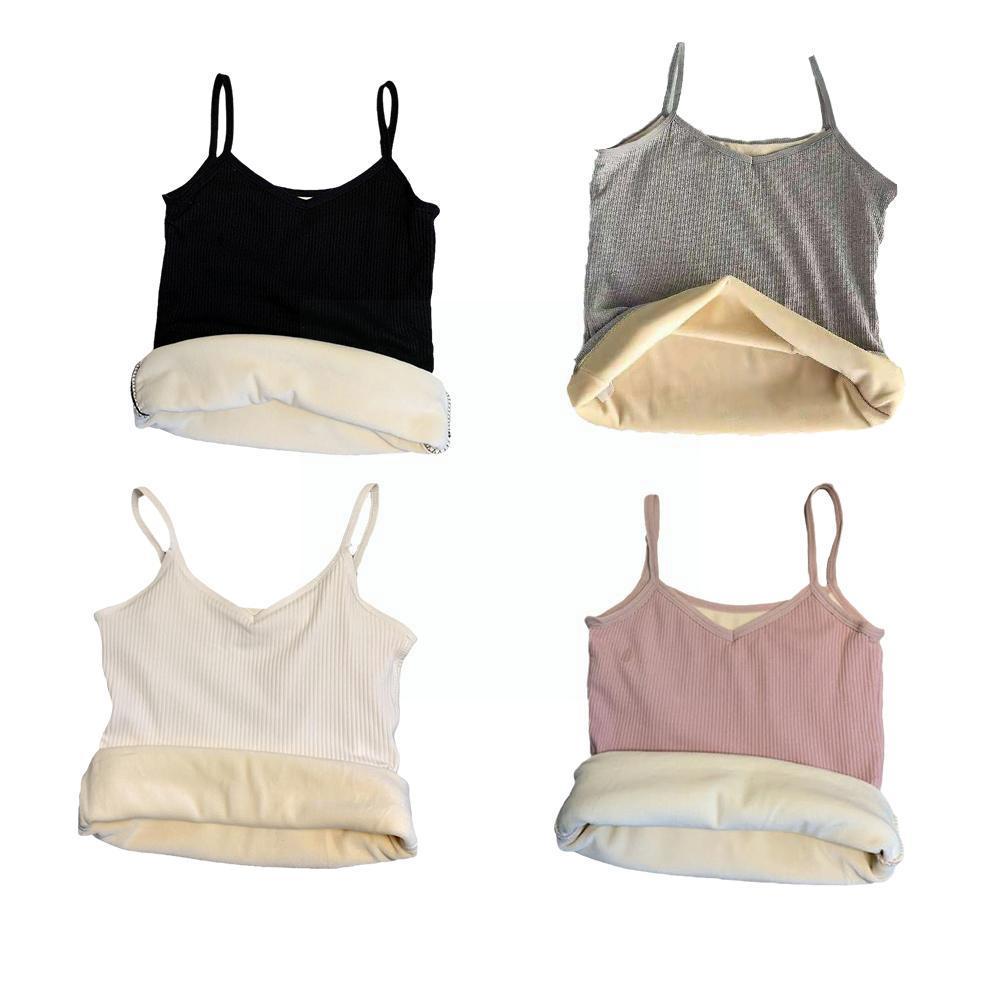 Chaleco de terciopelo sin mangas para mujer, ropa interior gruesa, cálida, combina con todo, camiseta cálida, E9n1