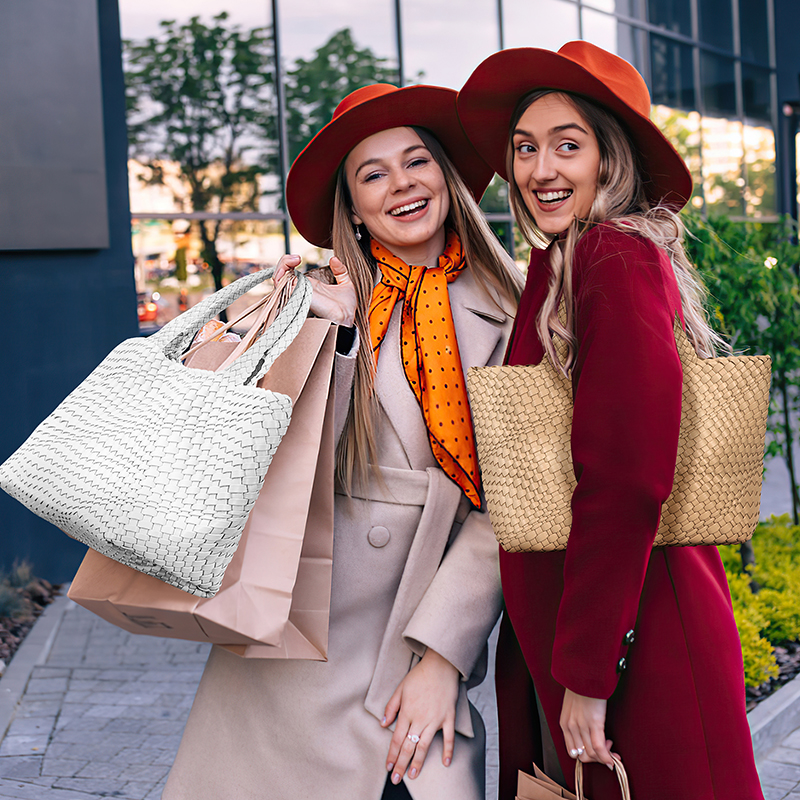 Bolsos de cuero tejidos Bolso grande tejido para mujer Bolso tejido de Bolso de cuero vegano