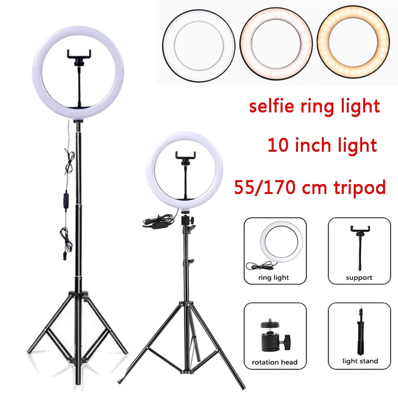 Ring Light Phone Ringlight with Stand Led Telephone Ringlamp Tripod Circle Ringht Right Light Selfie Ring Lamp for Photo Shoot