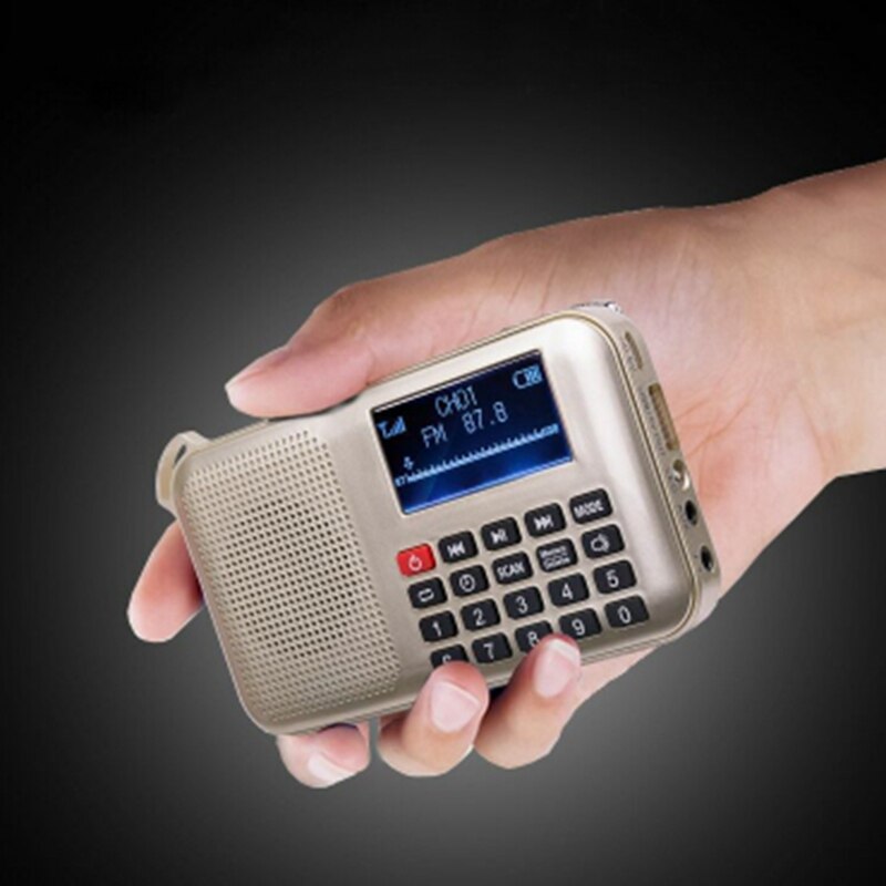 Mini Solar Power Speaker Mp3 o Music Player with Led Emergency Light Gold