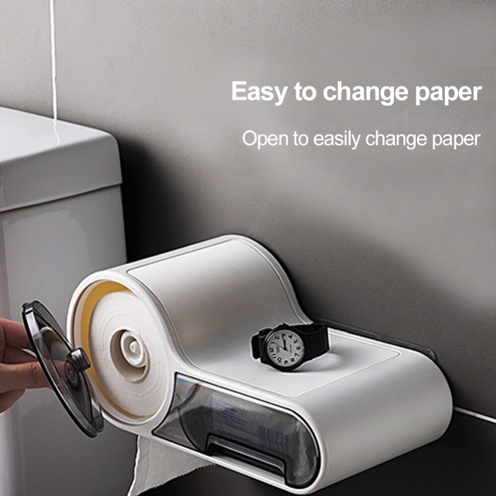 Waterdicht Toilet Roll Tissue Holder Box Papier Dispenser Zelfklevende Muur Gemonteerd Alle Bedekt Mobiele Telefoon Planken Badkamer