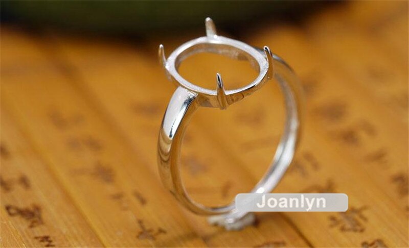 Joanlyn Ring Blank for 6x7mm/7x9mm/9x11mm/10x12mm/12x16mm/13x18mm Oval Cabochons 925 Silver Adjustable Band Ring Base JZ006