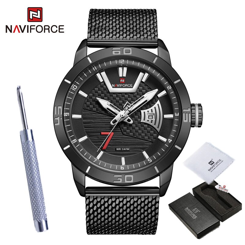 Top Brand Naviforce Business Heren Horloges Roestvrij Stalen Band Horloges Waterdicht Mannen Klok Relogio Masculino: BB BOX