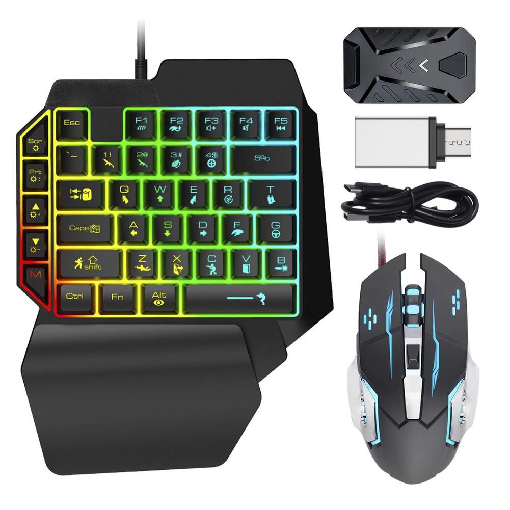 Wired Mechanical Backlight Keyboard And RGB Mouse Converter Combo Set With Rainbow Backlight For PS4/PS5/xbox One/switch/X/S