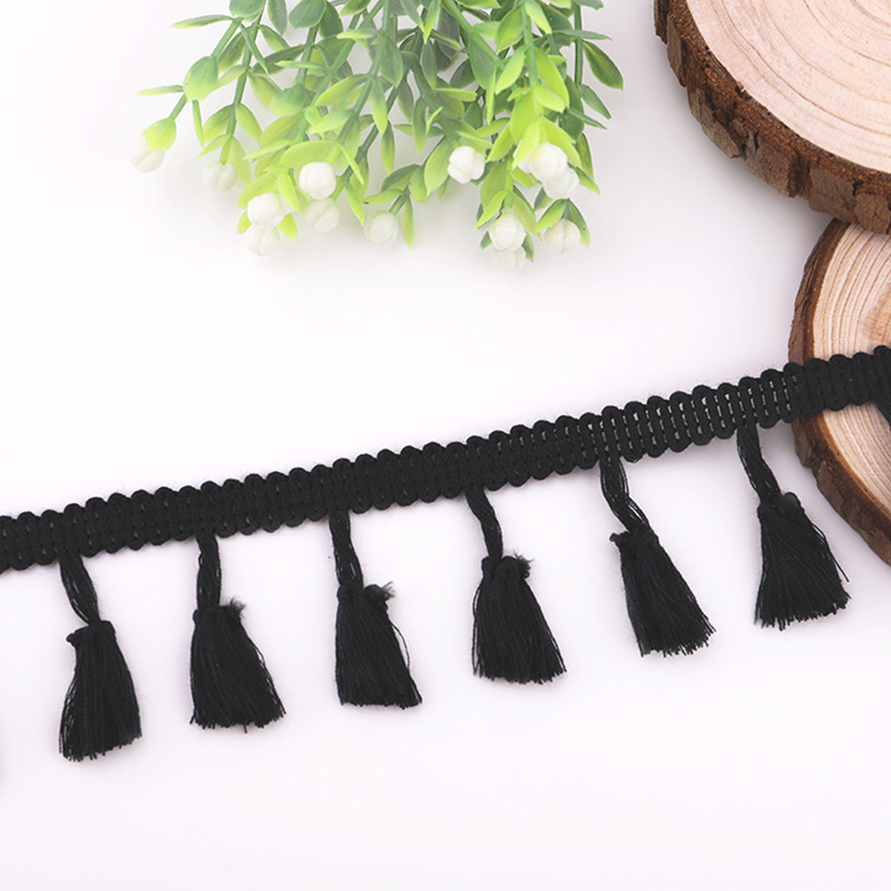 10 Meter Kwastje Kant Lint Diy Handgemaakte Ambachtelijke Accessoires Franje Katoenen Kanten Rand Lint Naaien Jurk Kledingstuk Gordijn: Black