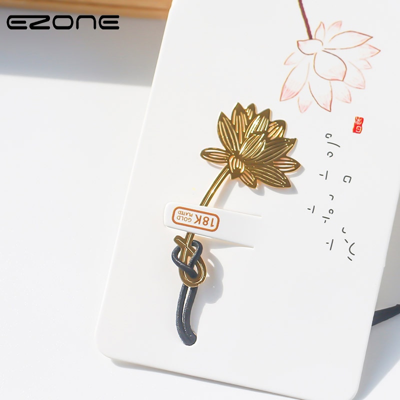 EZONE 1 PC Visuele Plant BookMark Metalen Messing Gouden Boek Clip Creatieve Bladeren Lotus Clover Shape Bookmark Ondersteuning