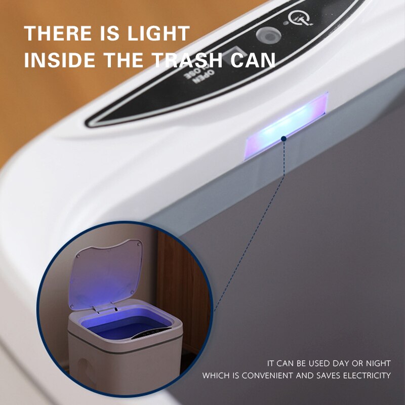 16L Smart Trash Can Automatic Induction Dustbin Infrared Sensor Waste Bin For Kitchen Bath Home Intelligent Electric Garbage Bin
