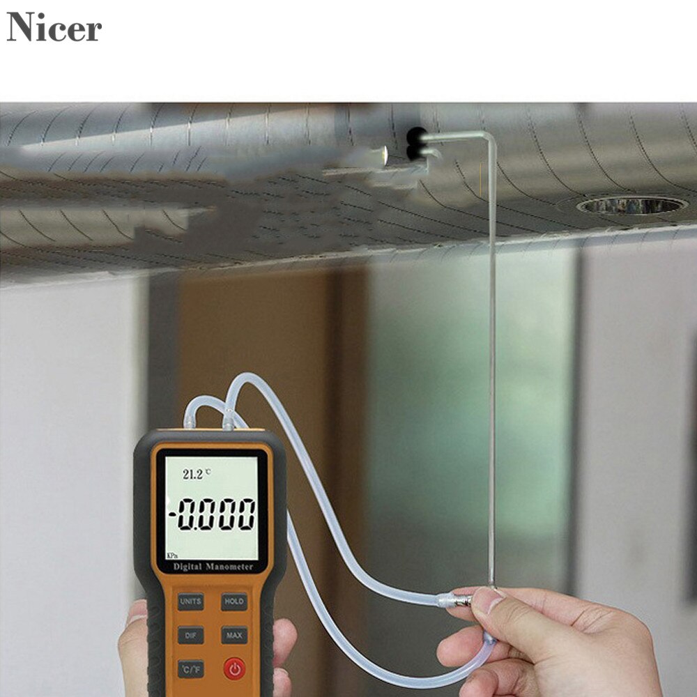 Manometer Gas Pressure Tester Digital Air Pressure Meter Differential Gauge HVAC Gas Tester 12 Selectable Units Of Measure