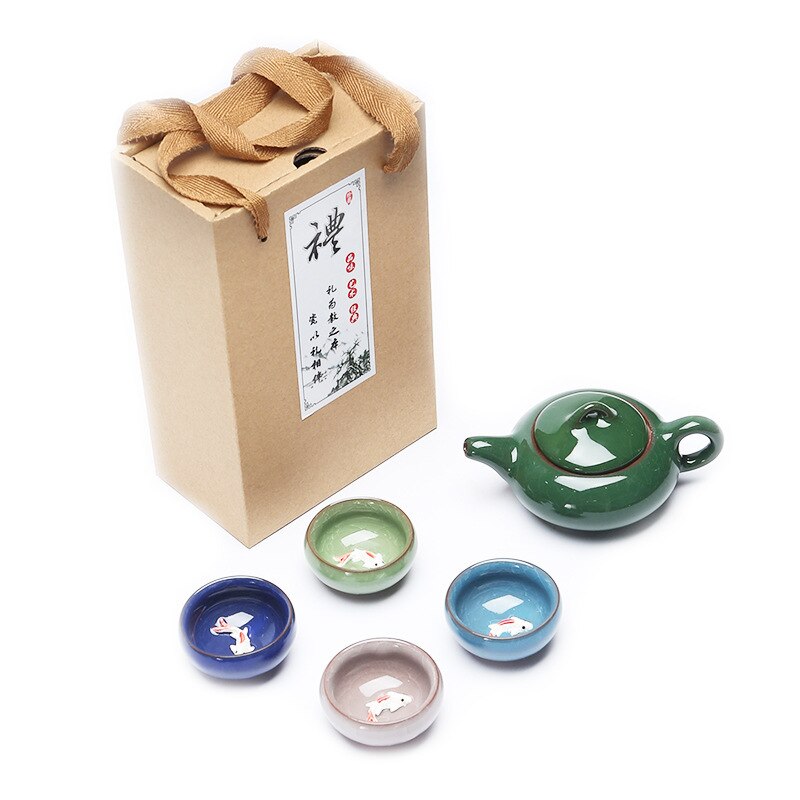 Carp Ice Crack Chinese Tea Travel Set Kung Fu Tea Set Ceramic Portable Teapot Porcelain Teaset Gaiwan Tea Cups Tea Tool