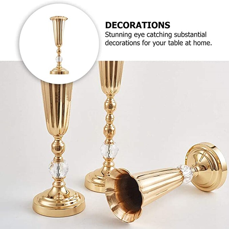 Jarrones de flores de Metal, accesorios de boda, candelabro de hierro chapado en oro, decoración del hogar de boda