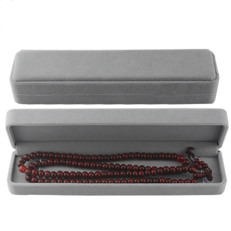 1 PC Storage Presentation Necklace/Bracelet/Ring/Pendant Jewelry Box Velvet Case Plastic Display Box 4 Colors: Gray Necklace Box