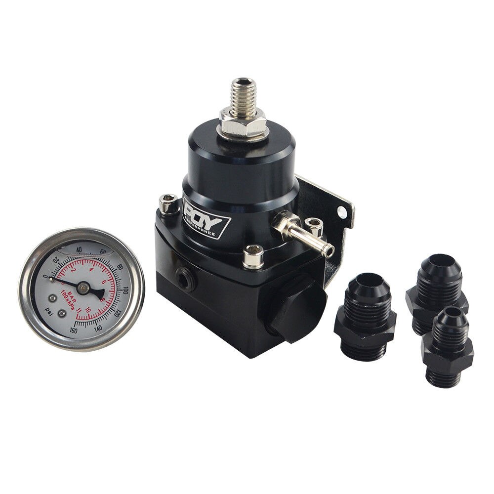 Adjustable Fuel Pressure Regulator w/ boost -8AN 8/8/6 Pressure Regulator Black