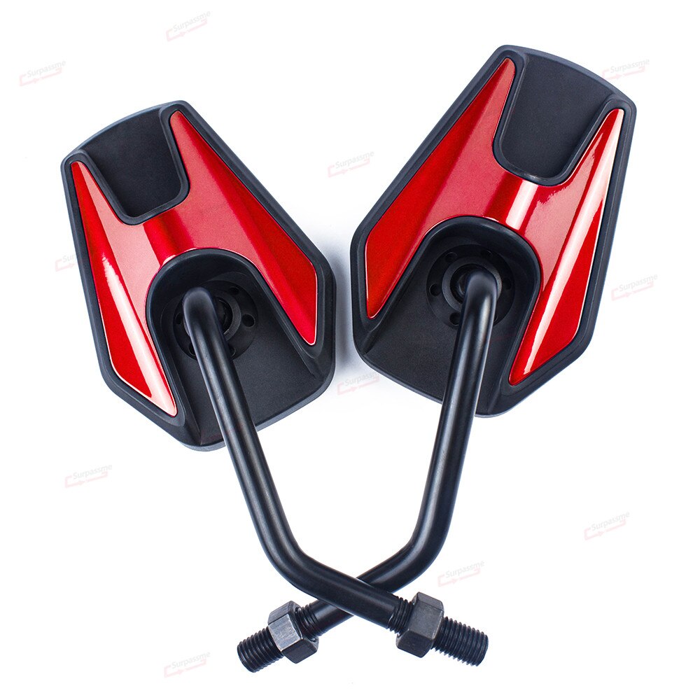 10Mm Universele Motorfiets Spiegels Motorbike Achteruitkijkspiegel Side Spiegels Voor Moto Bromfiets Elektrische Fiets Scooter Motor Accessoires: Rood